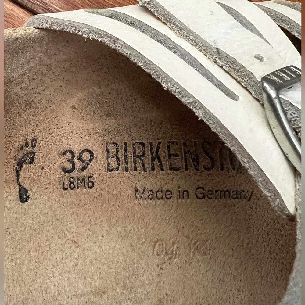 Birkenstock Granada White Double Straps Slide Sandals Sz EU 39 M 6 W 8 - Picture 7 of 8